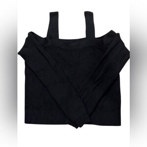 Kendall & Kylie Black Ribbed Cold Shoulder Crop Top Size M